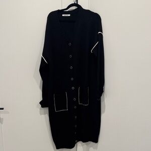 Black Cardigan with White Trim